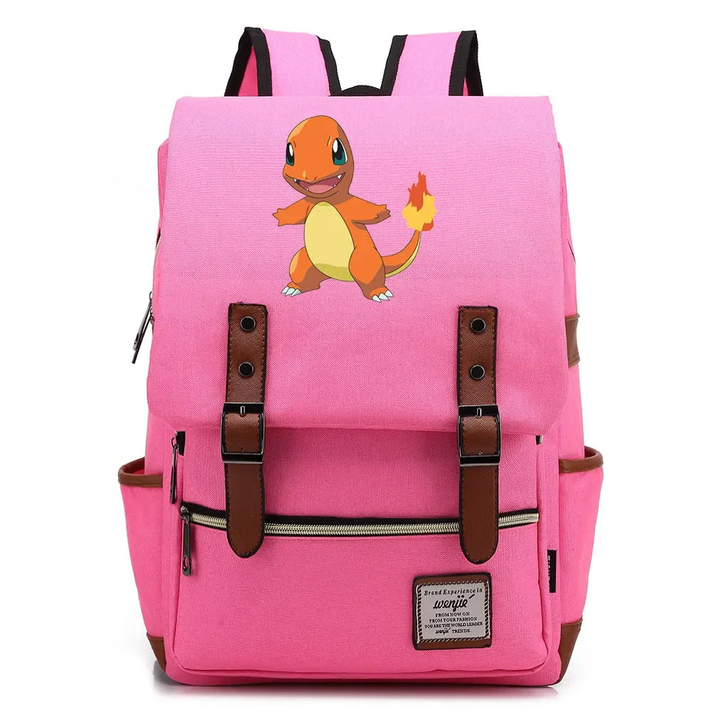 Charmander Charizard Gengar Boys Girls Kids Student School Book Bags Teenagers Canvas Women Bagpack Men Laptop Travel Backpack