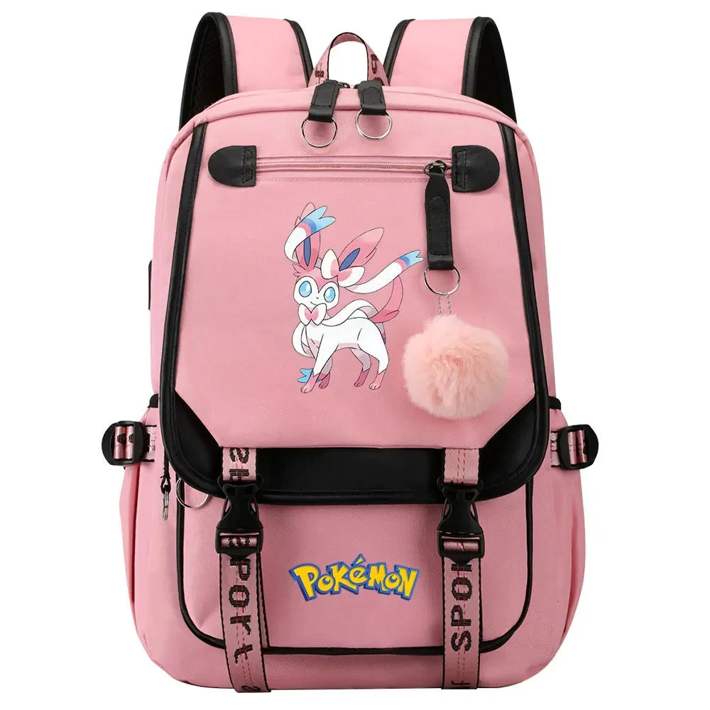 Charmander Psyduck Boys Girls Kids School Book Bags Women USB Bagpack Teenagers Canvas Laptop Travel Student Backpack