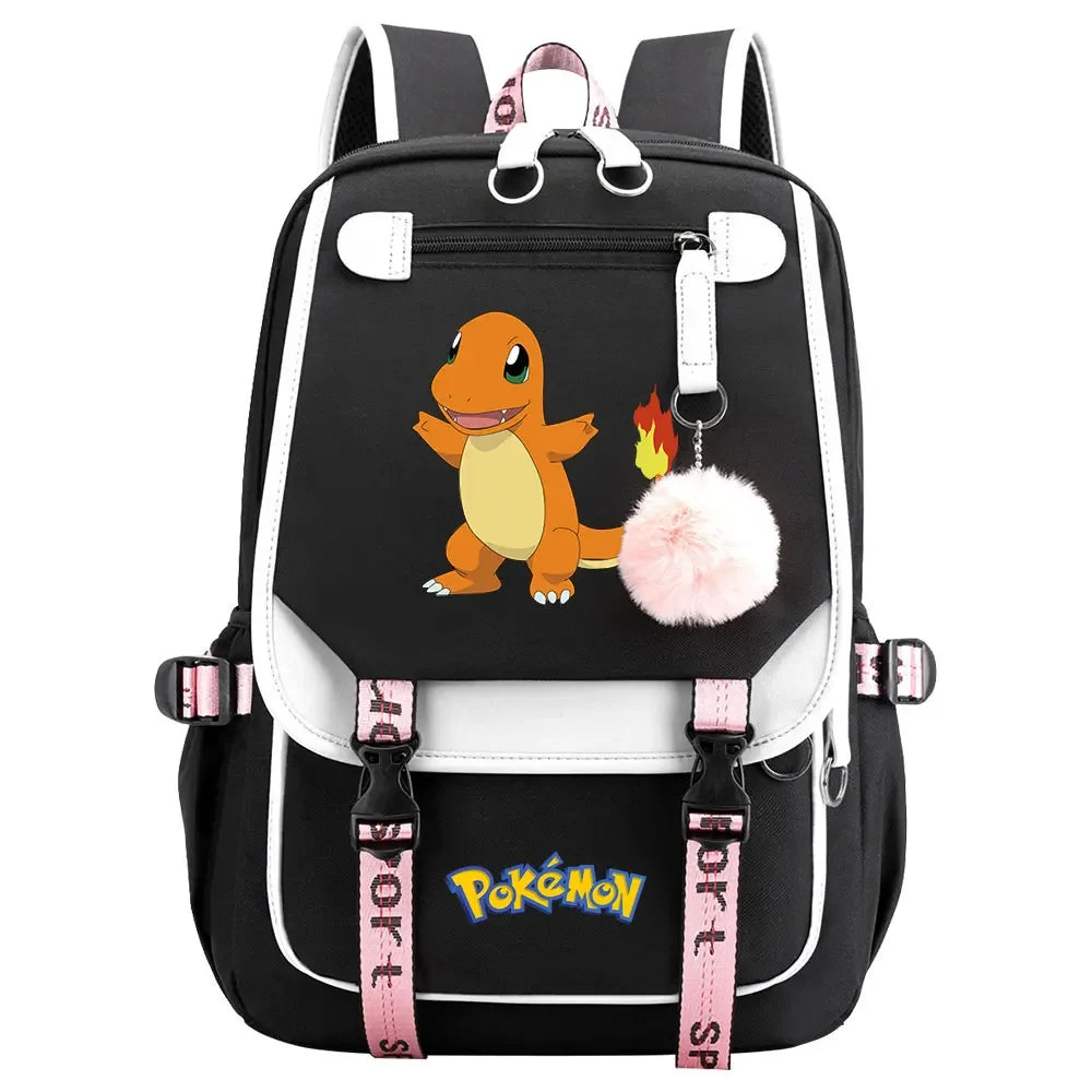 Charmander Psyduck Boys Girls Kids School Book Bags Women USB Bagpack Teenagers Canvas Laptop Travel Student Backpack