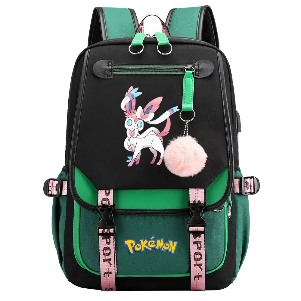 Charmander Psyduck Boys Girls Kids School Book Bags Women USB Bagpack Teenagers Canvas Laptop Travel Student Backpack