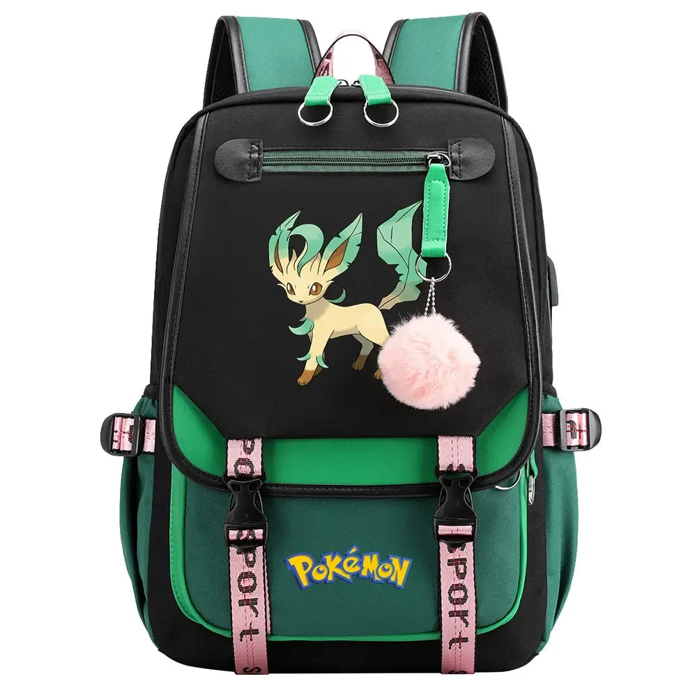 Charmander Psyduck Boys Girls Kids School Book Bags Women USB Bagpack Teenagers Canvas Laptop Travel Student Backpack