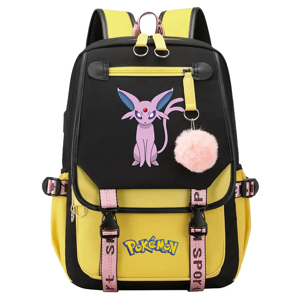 Charmander Psyduck Boys Girls Kids School Book Bags Women USB Bagpack Teenagers Canvas Laptop Travel Student Backpack