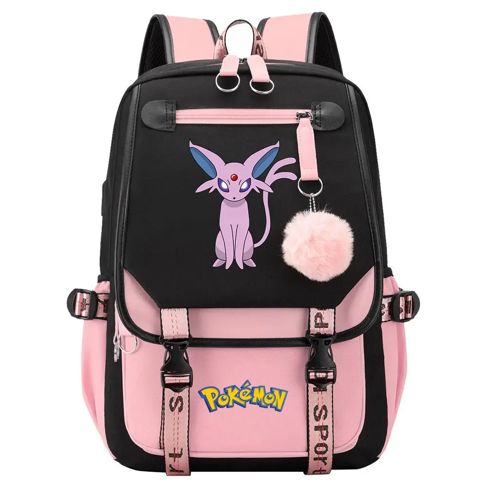 Charmander Psyduck Boys Girls Kids School Book Bags Women USB Bagpack Teenagers Canvas Laptop Travel Student Backpack