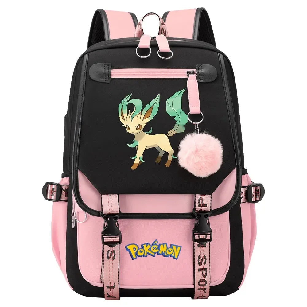 Charmander Psyduck Boys Girls Kids School Book Bags Women USB Bagpack Teenagers Canvas Laptop Travel Student Backpack