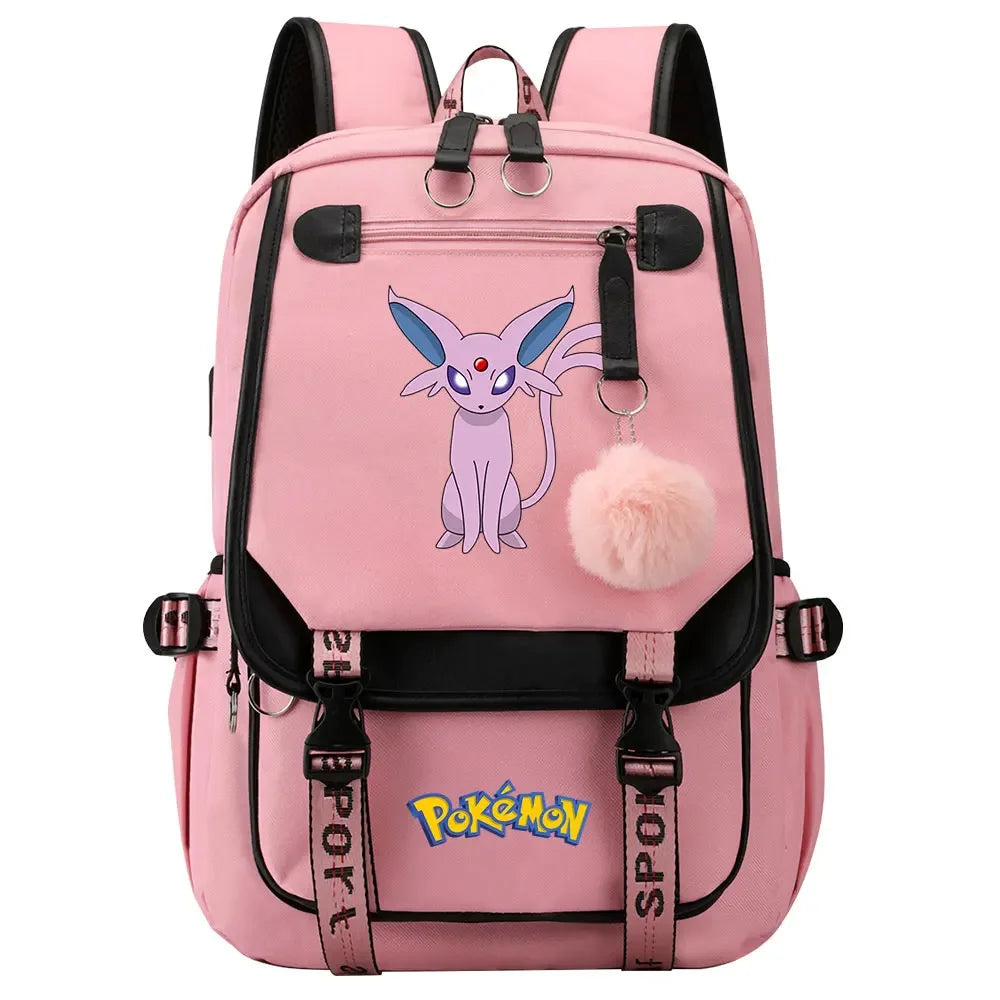 Charmander Psyduck Boys Girls Kids School Book Bags Women USB Bagpack Teenagers Canvas Laptop Travel Student Backpack