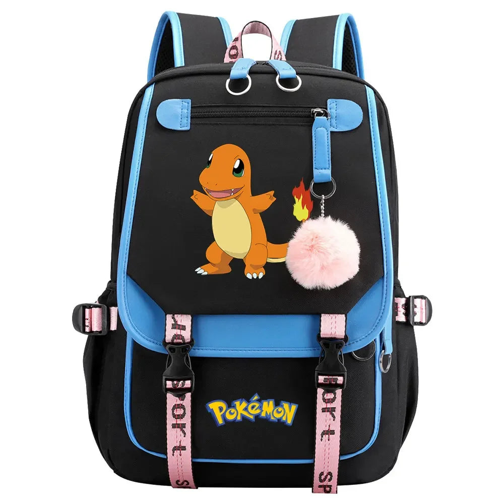 Charmander Psyduck Boys Girls Kids School Book Bags Women USB Bagpack Teenagers Canvas Laptop Travel Student Backpack