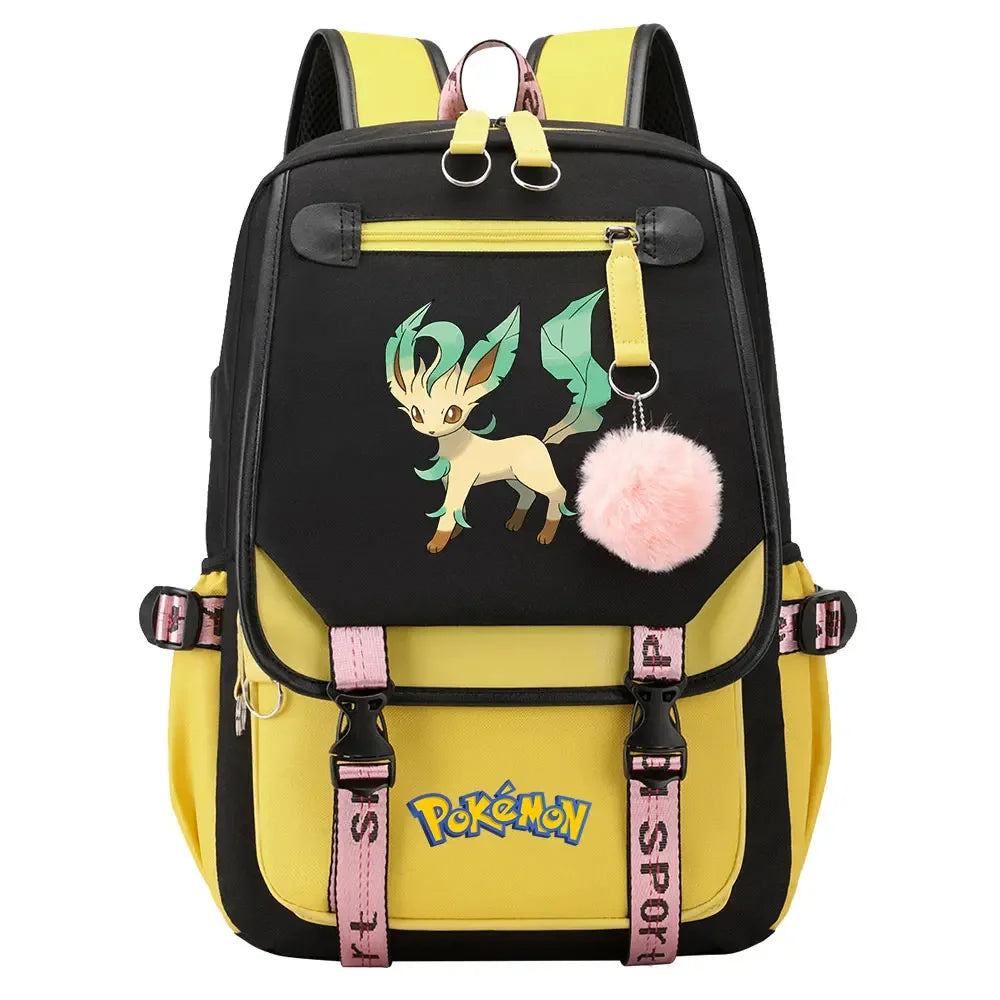 Charmander Psyduck Boys Girls Kids School Book Bags Women USB Bagpack Teenagers Canvas Laptop Travel Student Backpack