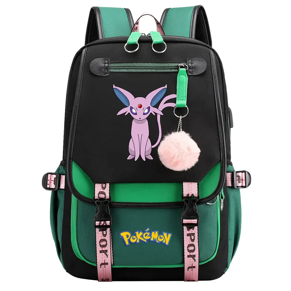 Charmander Psyduck Boys Girls Kids School Book Bags Women USB Bagpack Teenagers Canvas Laptop Travel Student Backpack
