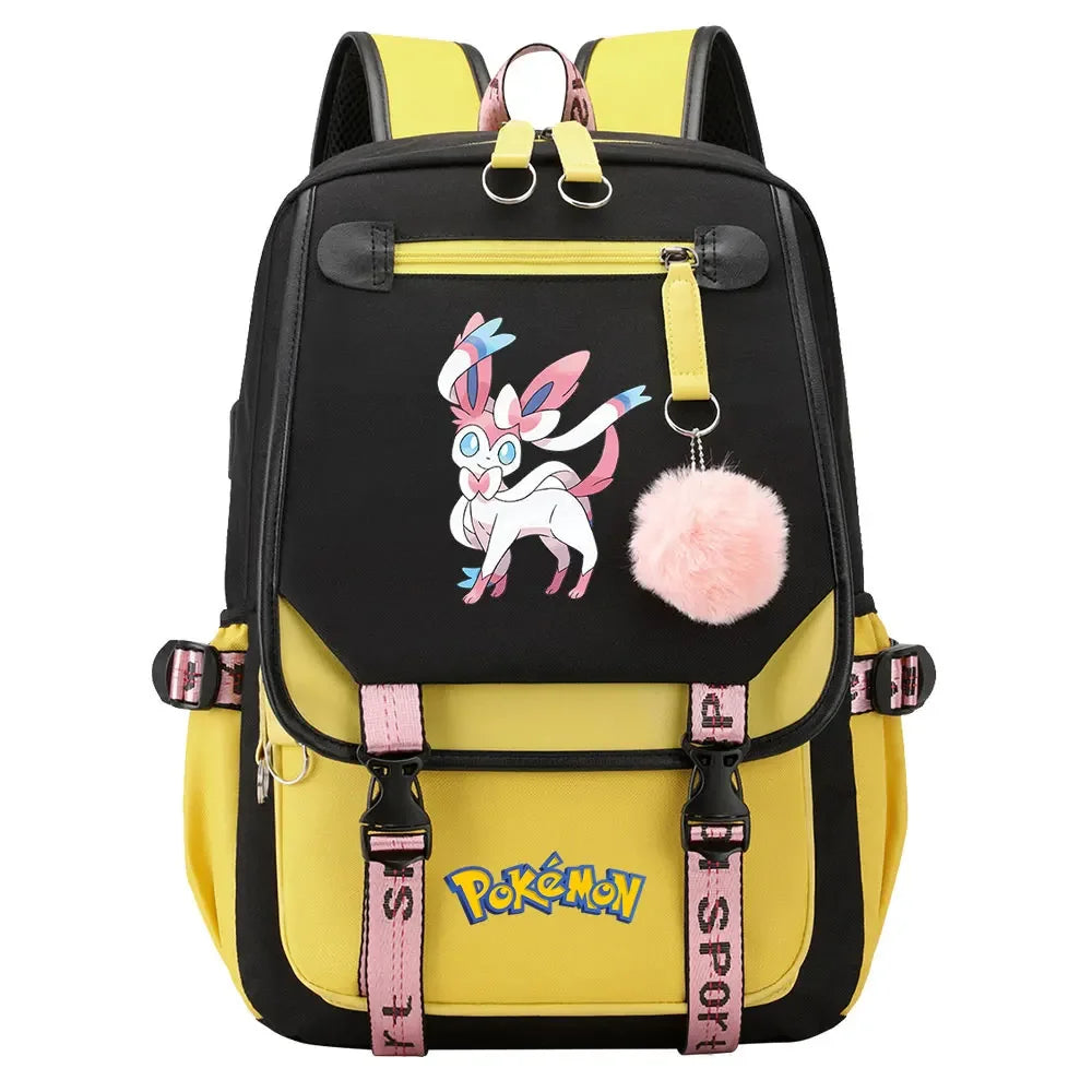 Charmander Psyduck Boys Girls Kids School Book Bags Women USB Bagpack Teenagers Canvas Laptop Travel Student Backpack