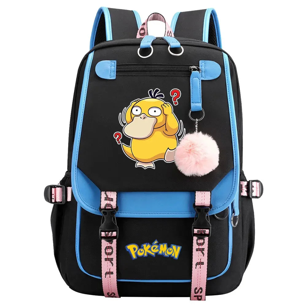 Charmander Psyduck Boys Girls Kids School Book Bags Women USB Bagpack Teenagers Canvas Laptop Travel Student Backpack