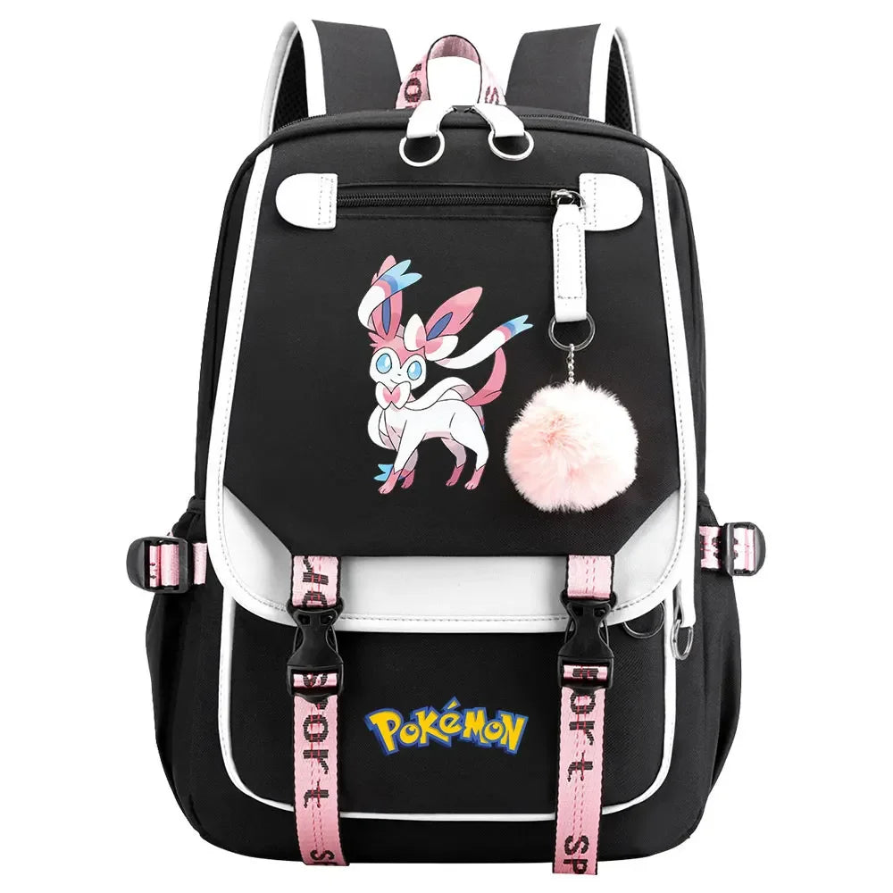 Charmander Psyduck Boys Girls Kids School Book Bags Women USB Bagpack Teenagers Canvas Laptop Travel Student Backpack