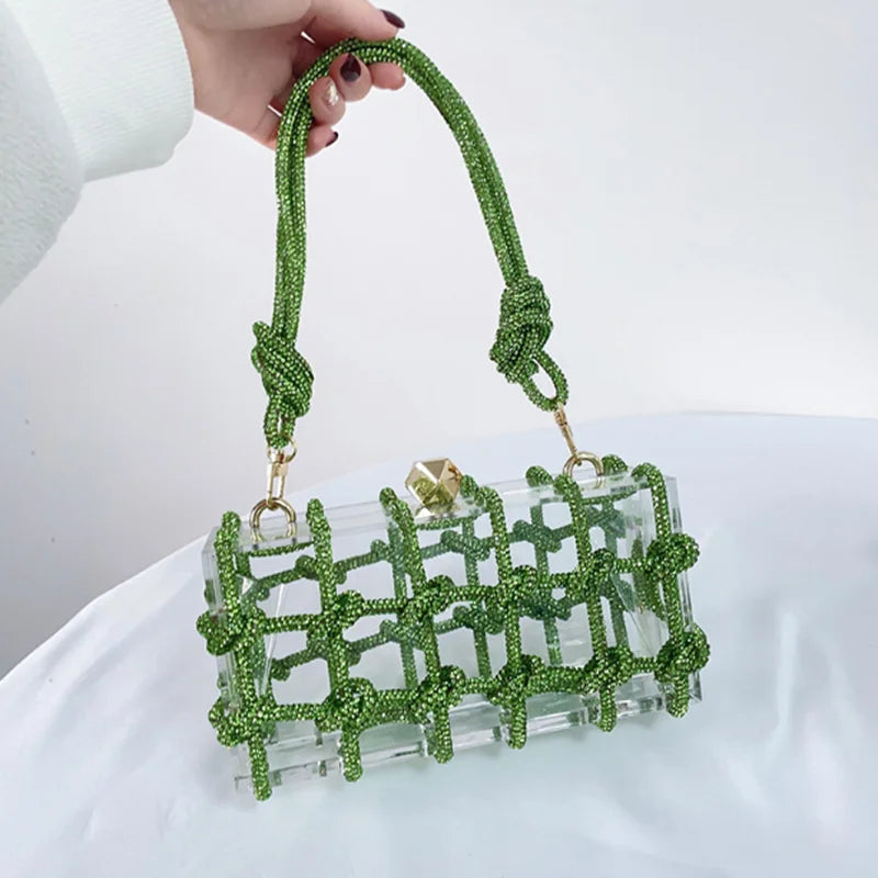 Check Pattern Woman 6 Colors Elegant Handbag Wedding Bridal Party Transparent Purse Dinner Banquet Cocktail Prom Evening Bag