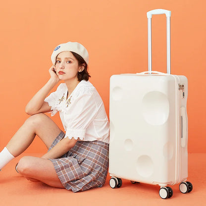 Cheese suitcase female small fresh luggage case male travel password box online celebrity leather box.