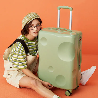 Cheese suitcase female small fresh luggage case male travel password box online celebrity leather box.