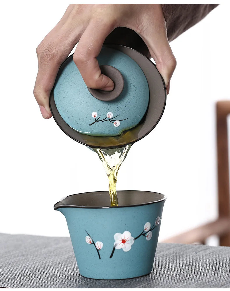Cherry blossoms Japanese Style Large Hand-painted teacup ceramics tea cup Two cups a pot tea cup Kung Fu tea bowl Pu'er cup