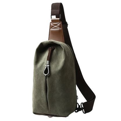 Chest Bag For Men New Multifunction Crossbody Anti-theft Shoulder Messenger Bag Retro Casual Business Polyester PU Fashion Packs