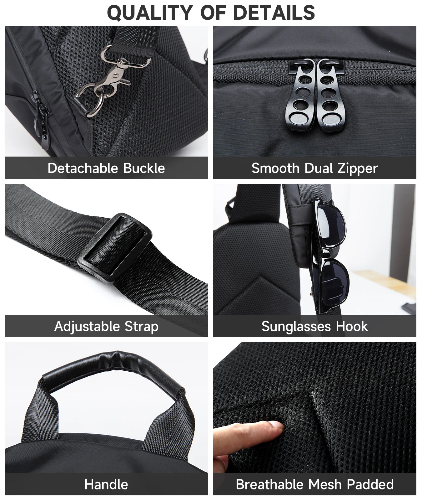 Chest Bag for Men, Waterproof Durable Oxford Crossbody Bag, Lightweight Breathable Sports Travel Shoulder Bag