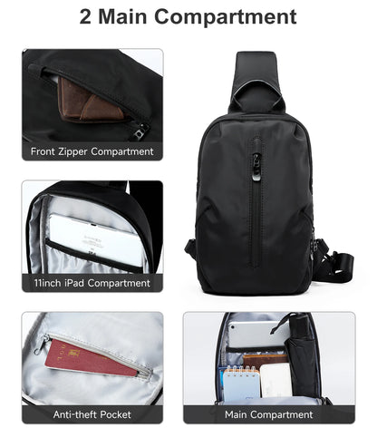 Chest Bag for Men, Waterproof Durable Oxford Crossbody Bag, Lightweight Breathable Sports Travel Shoulder Bag