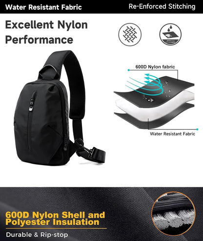 Chest Bag for Men, Waterproof Durable Oxford Crossbody Bag, Lightweight Breathable Sports Travel Shoulder Bag