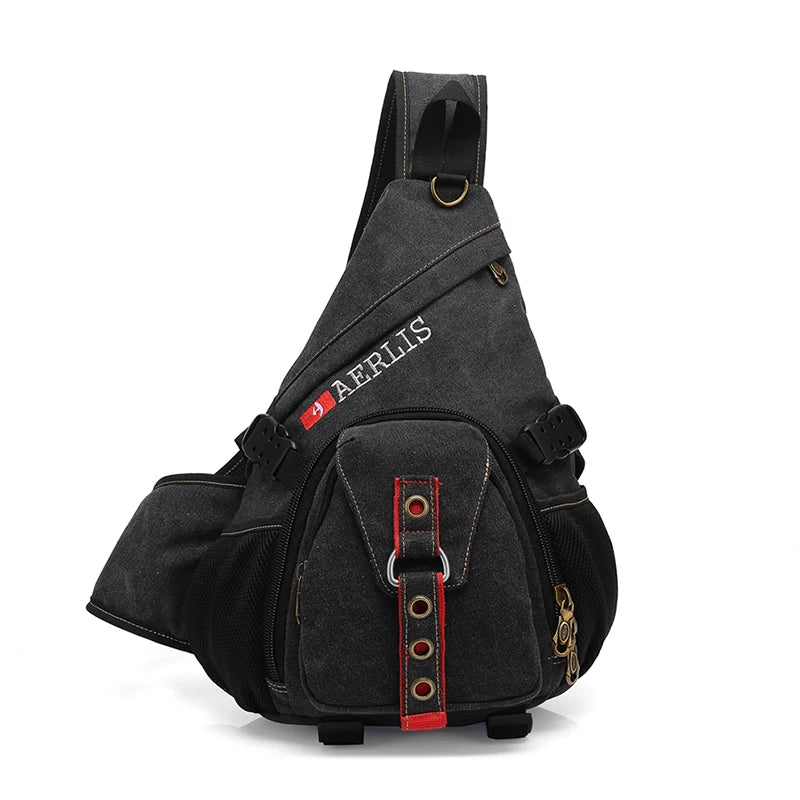 Chest Bag for Teenager Boys Men&Female Canvas Messenger Bags Shoulder Sling Backpack Trave Casual Crossbody Bag for Short Trip