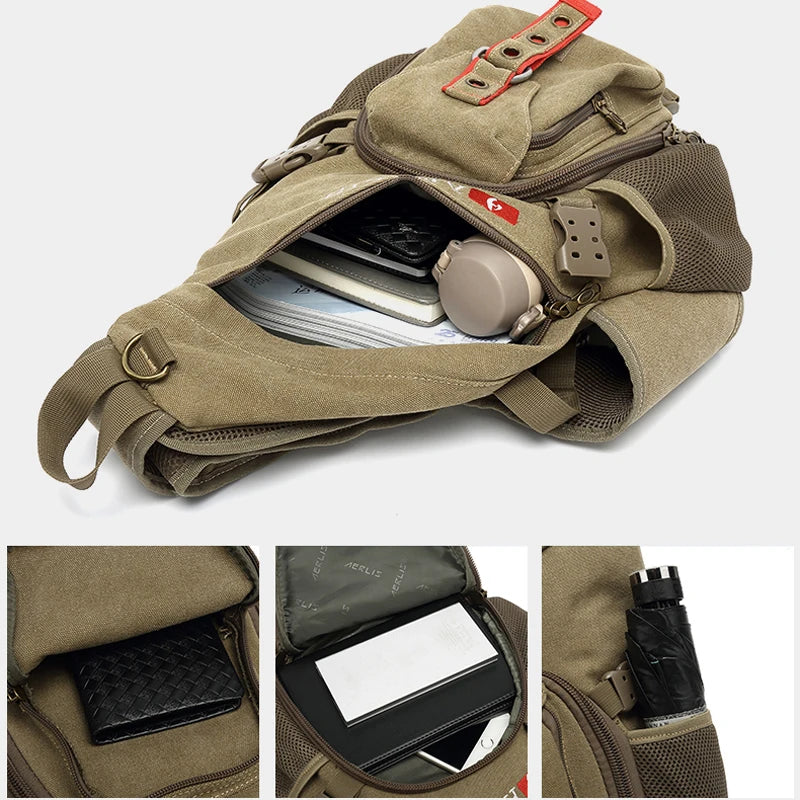 Chest Bag for Teenager Boys Men&Female Canvas Messenger Bags Shoulder Sling Backpack Trave Casual Crossbody Bag for Short Trip