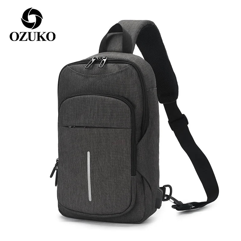 Chest bag for Men Messenger Chest Bag Pack Casual Bag Waterproof Oxford Single Shoulder Strap USB Charging Pack bag