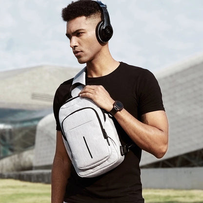 Chest bag for Men Messenger Chest Bag Pack Casual Bag Waterproof Oxford Single Shoulder Strap USB Charging Pack bag