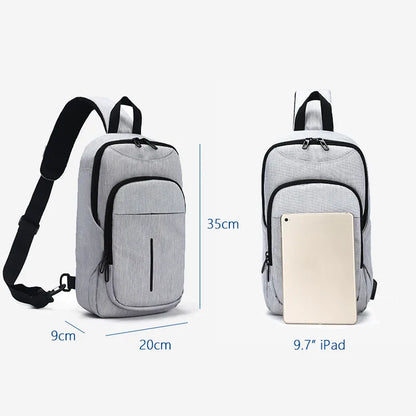 Chest bag for Men Messenger Chest Bag Pack Casual Bag Waterproof Oxford Single Shoulder Strap USB Charging Pack bag