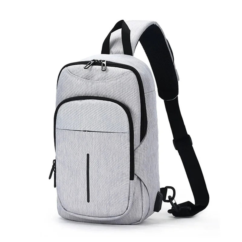 Chest bag for Men Messenger Chest Bag Pack Casual Bag Waterproof Oxford Single Shoulder Strap USB Charging Pack bag