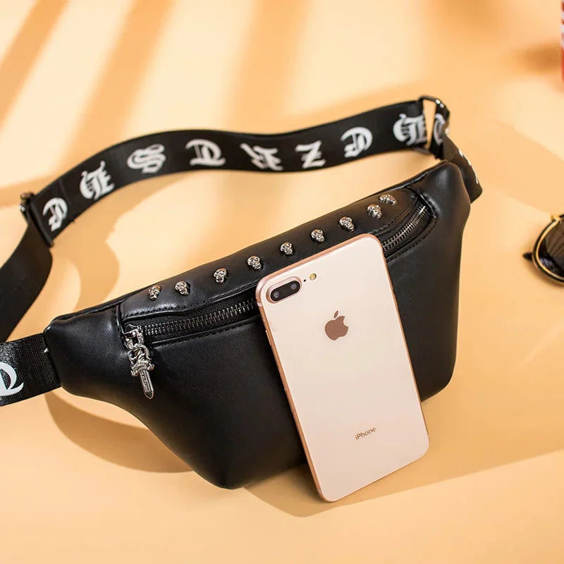 Chest mobile phone waist multifunctional men's single shoulder messenger women fanny pack Skull bag