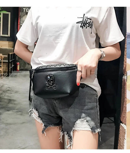 Chest mobile phone waist multifunctional men's single shoulder messenger women fanny pack Skull bag