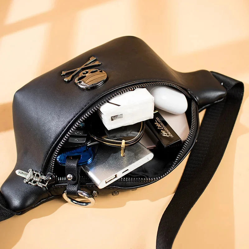 Chest mobile phone waist multifunctional men's single shoulder messenger women fanny pack Skull bag