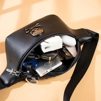 Chest mobile phone waist multifunctional men's single shoulder messenger women fanny pack Skull bag