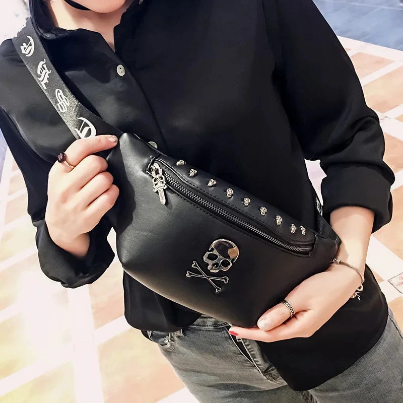 Chest mobile phone waist multifunctional men's single shoulder messenger women fanny pack Skull bag