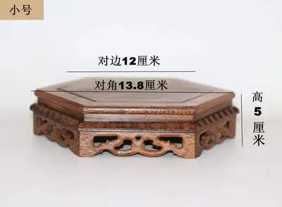 Chicken wing wood jade porcelain base set, hexagonal melon wheel table decoration, household decoration, flower pot frame