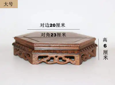 Chicken wing wood jade porcelain base set, hexagonal melon wheel table decoration, household decoration, flower pot frame