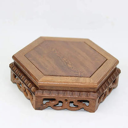 Chicken wing wood jade porcelain base set, hexagonal melon wheel table decoration, household decoration, flower pot frame
