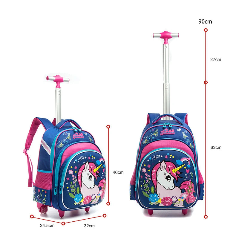 Children Boy School bag Set With Wheels Backpack For Student Girls Trolley Bag With Lunch Bag Pencil Case School Backpack Set