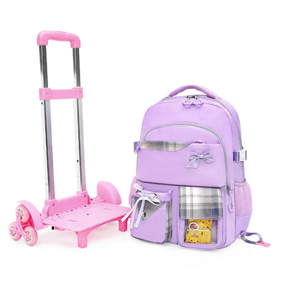 Children School Backpack with Wheels Elementary Schoolbag Detachable Mochila Feminina Trolley School Bags for Girls Kids Bagpack
