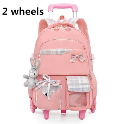 Children School Backpack with Wheels Elementary Schoolbag Detachable Mochila Feminina Trolley School Bags for Girls Kids Bagpack