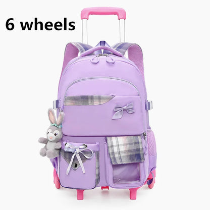 Children School Backpack with Wheels Elementary Schoolbag Detachable Mochila Feminina Trolley School Bags for Girls Kids Bagpack