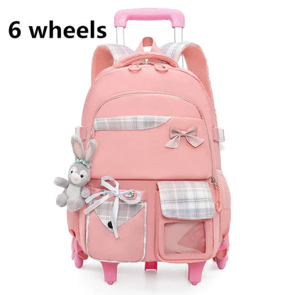 Children School Backpack with Wheels Elementary Schoolbag Detachable Mochila Feminina Trolley School Bags for Girls Kids Bagpack