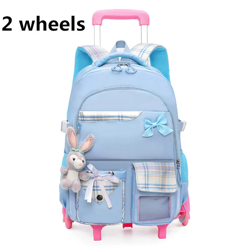 Children School Backpack with Wheels Elementary Schoolbag Detachable Mochila Feminina Trolley School Bags for Girls Kids Bagpack