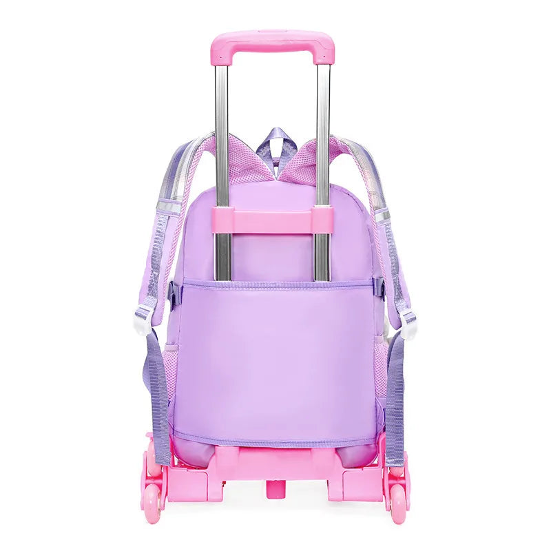 Children School Backpack with Wheels Elementary Schoolbag Detachable Mochila Feminina Trolley School Bags for Girls Kids Bagpack