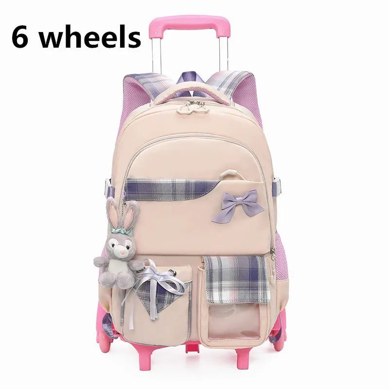 Children School Backpack with Wheels Elementary Schoolbag Detachable Mochila Feminina Trolley School Bags for Girls Kids Bagpack