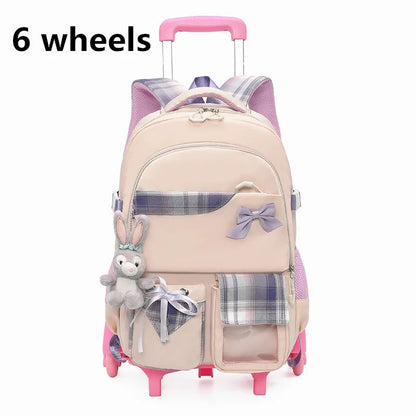 Children School Backpack with Wheels Elementary Schoolbag Detachable Mochila Feminina Trolley School Bags for Girls Kids Bagpack