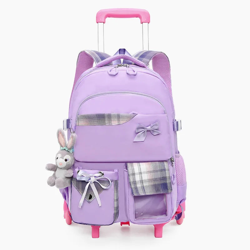Children School Backpack with Wheels Elementary Schoolbag Detachable Mochila Feminina Trolley School Bags for Girls Kids Bagpack