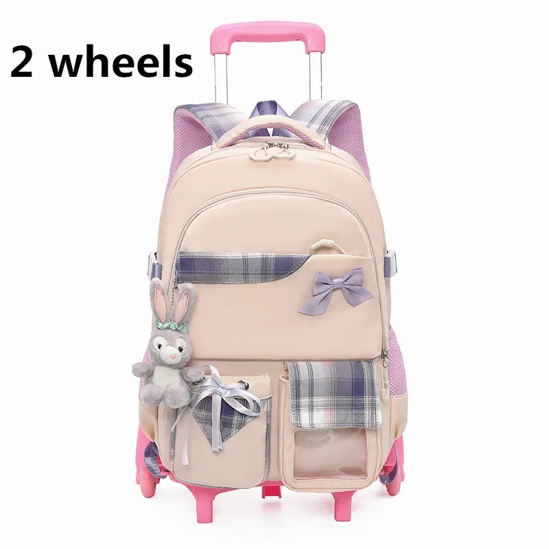 Children School Backpack with Wheels Elementary Schoolbag Detachable Mochila Feminina Trolley School Bags for Girls Kids Bagpack