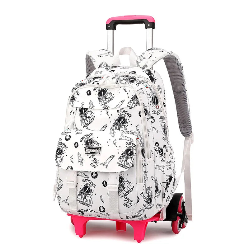 Children School Backpack with Wheels Rolling School Bag For Girls wheeled backpack Trolley Luggage Bag Students Backpack