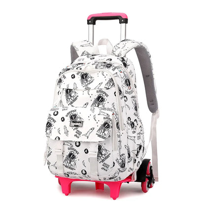 Children School Backpack with Wheels Rolling School Bag For Girls wheeled backpack Trolley Luggage Bag Students Backpack